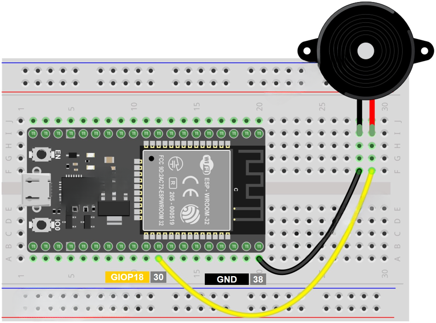 Схема подключения buzzer к ESP32